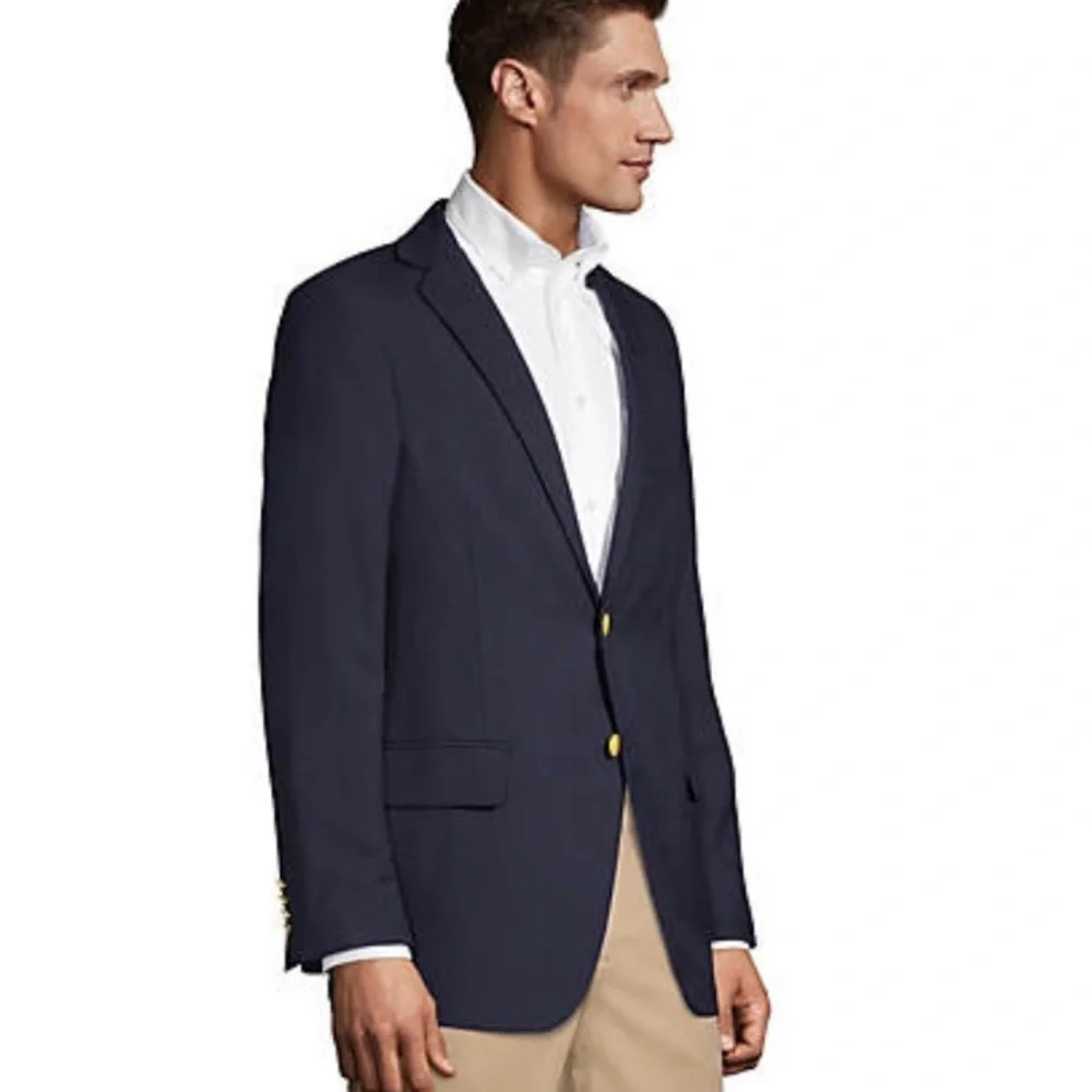 LANDS END' Men's Tailored Fit Hopsack Blazer, dark navy